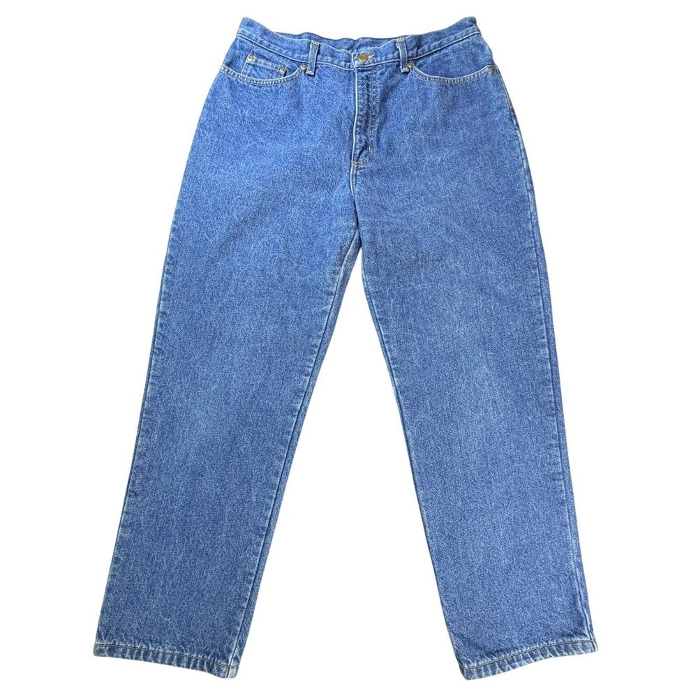 L.L. Bean Jeans Womens 14 Blue Flannel Lined Double L Relaxed Fit High Rise